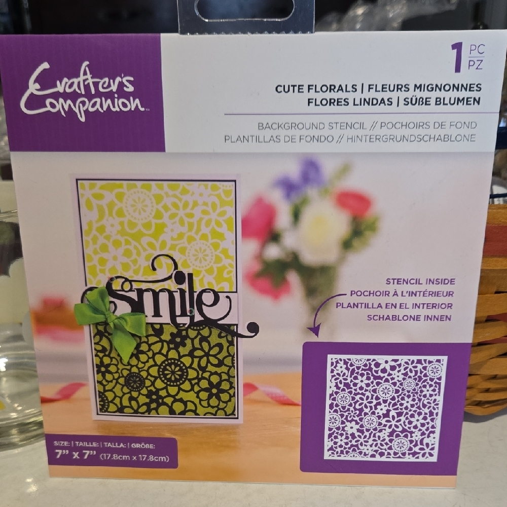 Crafter's Companion Cute Florals Stencil NEW